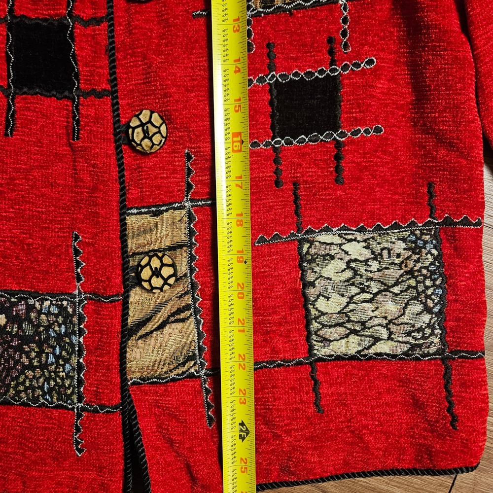 Vintage Julia Kin Animal Print Patchwork Button Front Jacket M Wearable Art - Picture 6 of 8